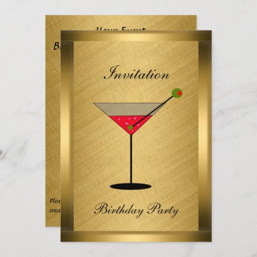 エレガントなゴールドイベント招待状 招待状 (正面/裏面)