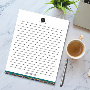 エレガントなゴールドウェーブ ブルーテールロゴビジネス ノートパッド