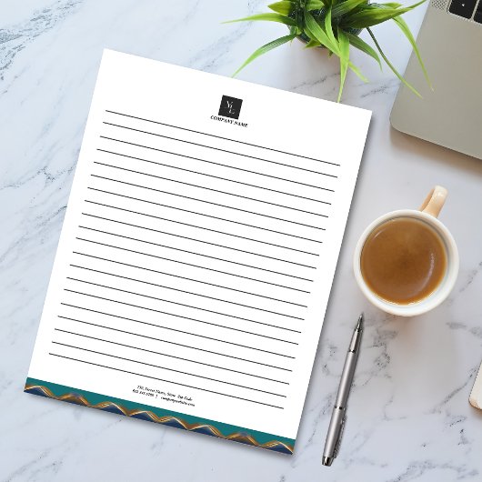 エレガントなゴールドウェーブ ブルーテールロゴビジネス ノートパッド