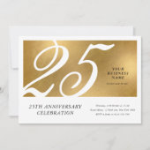 エレガントなゴールドエフェクトの法人ビジネス周年記念 招待状 (正面)