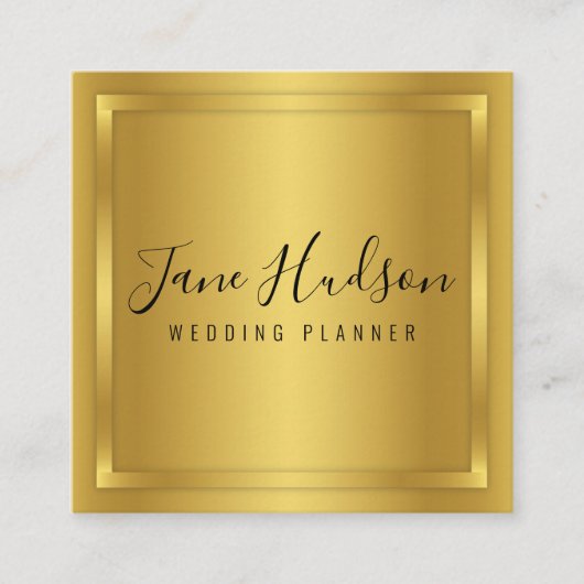 エレガントなゴールドオングールドのミニマルで編集可能な名刺 スクエア名刺 (正面)