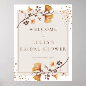 エレガントなゴールドオータムリーフ ブライダルシャワーのお出迎え ポスター (正面)