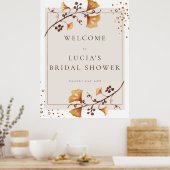 エレガントなゴールドオータムリーフ ブライダルシャワーのお出迎え ポスター (キッチン)