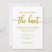 エレガントなゴールドカリグラフィーでの秘密の結婚式 招待状 (正面)