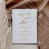 エレガントなゴールドカリグラフィーの挙式後パーティー 招待状