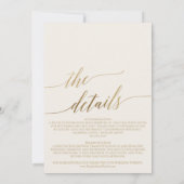 エレガントなゴールドカリグラフィーアイボリーオールインワンウェディング 招待状 (裏面)