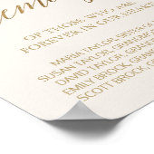 エレガントなゴールドカリグラフィーアイボリー ラビングメモリーサイン ポスター (角)