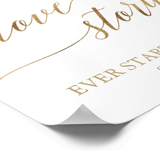 エレガントなゴールドカリグラフィーアルコールラブストーリーサイン ポスター (角)