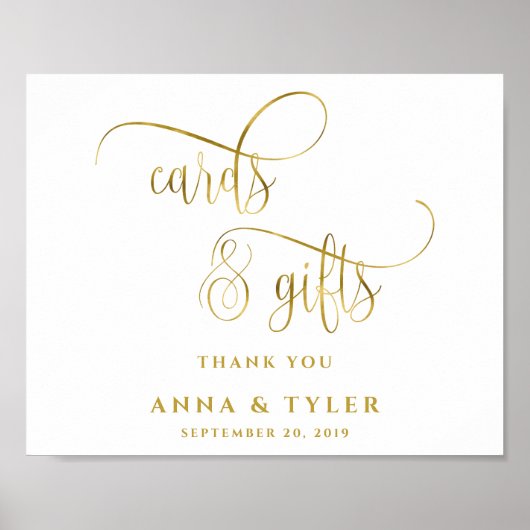 エレガントなゴールドカリグラフィーカードとギフト ポスター (正面)