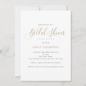 エレガントなゴールドカリグラフィーブライダルシャワー 招待状 (正面)