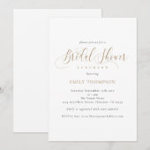 エレガントなゴールドカリグラフィーブライダルシャワー 招待状 (正面/裏面)