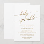 エレガントなゴールドカリグラフィーベイビースプリンクラー 招待状 (正面/裏面)