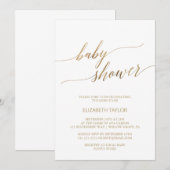 エレガントなゴールドカリグラフィーベビーシャワー 招待状 (正面/裏面)