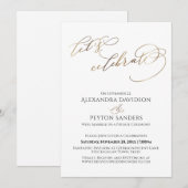 エレガントなゴールドカリグラフィー　お祝いましょう　レセプション 招待状 (正面/裏面)