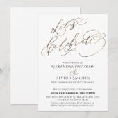 エレガントなゴールドカリグラフィー　お祝いましょう　レセプション 招待状 (正面/裏面)