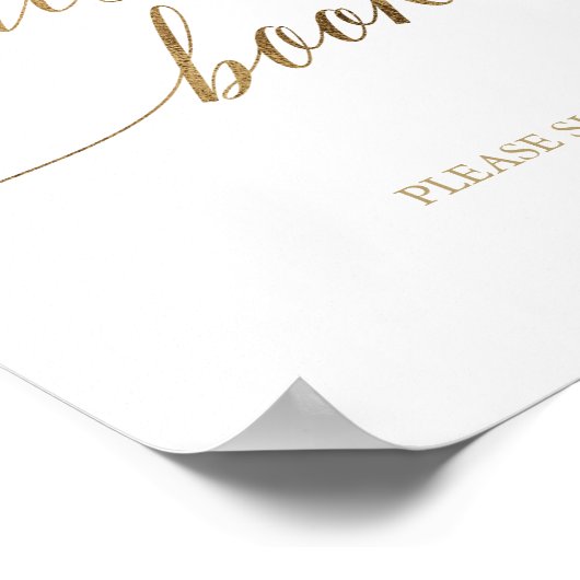 エレガントなゴールドカリグラフィー ゲストブックサイン ポスター (角)