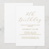 エレガントなゴールドカリグラフィー 30歳の誕生日招待状 招待状 (正面/裏面)