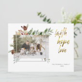 エレガントなゴールドカリグラフィー 3 枚の写真 クリスマス (スタンド正面)