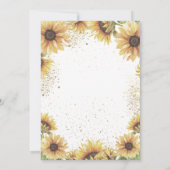 エレガントなゴールドクロス、ひまわり、白いレースの洗礼証明書 招待状 (裏面)