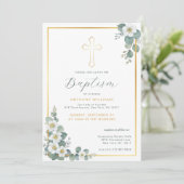 エレガントなゴールドクロス 洗礼招待状 招待状 (スタンド正面)