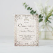 エレガントなゴールドグリッターのキンセアニエラ 15歳の誕生日 ポストカード (スタンド正面)