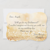 エレガントなゴールドグリッターのボケ、シルエットのブライズメイド 招待状 (裏面)