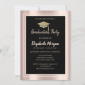 エレガントなゴールドグリッターの卒業帽 ローズゴールド 招待状 (正面)