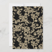 エレガントなゴールドグリッターの渦巻き ブライダルシャワー 招待状 (裏面)