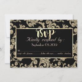 エレガントなゴールドグリッターの渦巻き RSVP カード