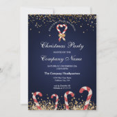 エレガントなゴールドグリッタークリスマスコーポレートパーティー 招待状 (正面)