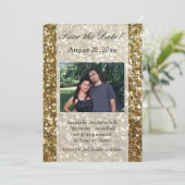 エレガントなゴールドグリッター印刷のウェディング 招待状 (スタンド正面)