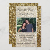 エレガントなゴールドグリッター印刷のウェディング 招待状 (正面/裏面)