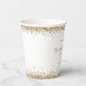 エレガントなゴールドグリッター名前の日付エンゲージメントパーティー 紙コップ (右)
