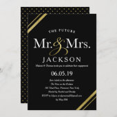 エレガントなゴールドグリッター未来のミスター＆ミセス。エンゲージメント 招待状 (正面/裏面)