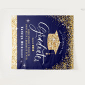 エレガントなゴールドグリッター輝く卒業写真 タペストリー (正面(横))