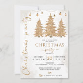 エレガントなゴールドグリッター ツリー クリスマス パーティー 招待状 (正面)