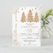 エレガントなゴールドグリッター ツリー クリスマス パーティー 招待状 (スタンド正面)
