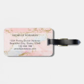 エレガントなゴールドグリッター ピンクアゲート モノグラムイニシャル ラゲッジタグ (裏面横)