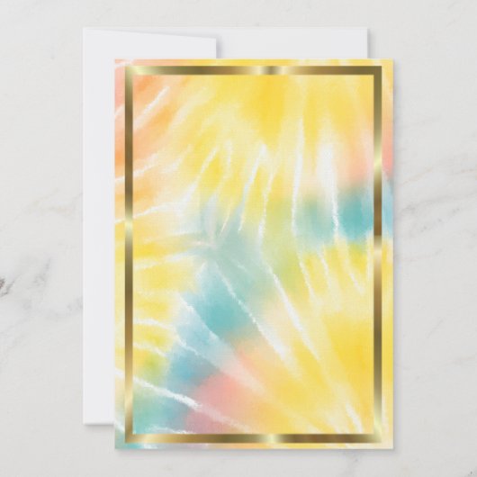 エレガントなゴールドグリッター ユニコーンティーダイ ベビーシャワー 招待状 (裏面)