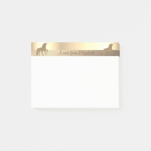 エレガントなゴールドグリッター ユニコーン - あなたの名前を入れて ポストイット (正面)
