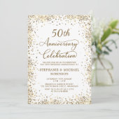 エレガントなゴールドグリッター 50周年結婚記念日 招待状 (スタンド正面)