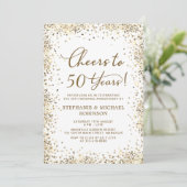 エレガントなゴールドグリッター 50周年 結婚記念日 招待状 (スタンド正面)