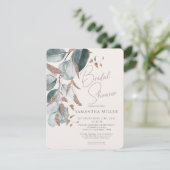 エレガントなゴールドグリーンの葉のブライダルシャワー招待状 招待状 (スタンド正面)