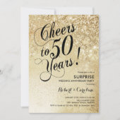 エレガントなゴールドサプライズ 50周年記念 招待状 (正面)