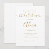 エレガントなゴールドシグネチャースクリプト ブライダルシャワー 招待状 (正面/裏面)