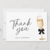 エレガントなゴールドシャンパンのブライダルシャワー サンキューカード (正面)