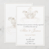 エレガントなゴールドシャンパン ウェディング招待状 招待状 (正面/裏面)