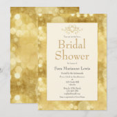 エレガントなゴールドシャンパン ブライダルシャワー招待状 招待状 (正面/裏面)