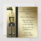 エレガントなゴールドシャンパン 24周年パーティー 招待状 (裏面)