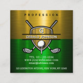 エレガントなゴールドシールドモノグラムデザイン スクエア名刺 (正面)